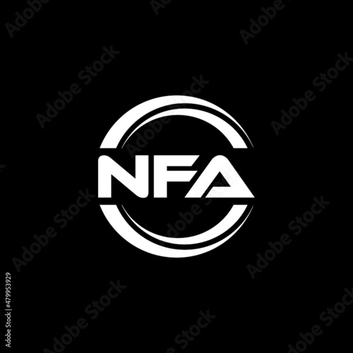 NFA letter logo design with black background in illustrator, vector logo modern alphabet font overlap style. calligraphy designs for logo, Poster, Invitation, etc.