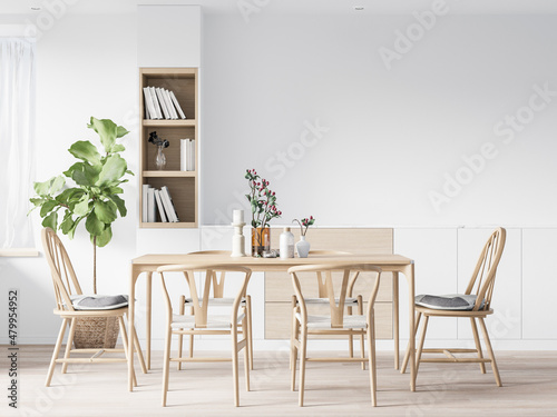 Interior Dining Room Wall Mockup - 3d Rendering, 3d Illustration 