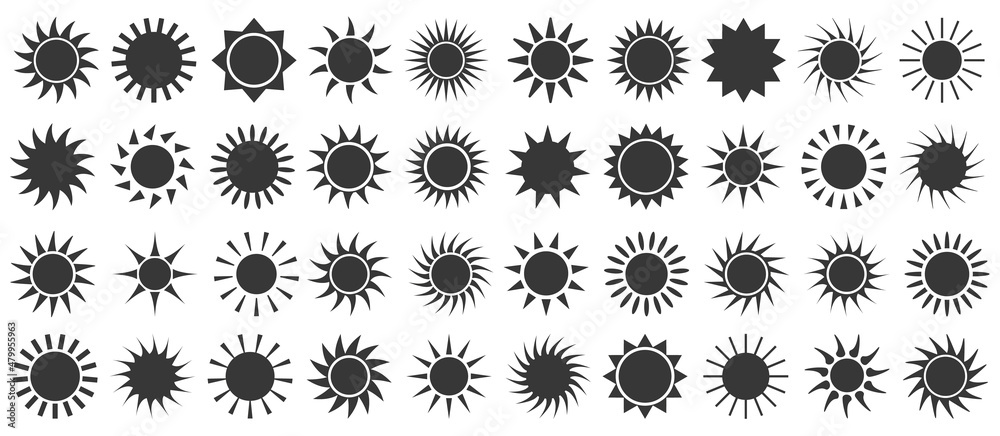 big set of sun web icons - vector design elements  - obrazy, fototapety, plakaty 