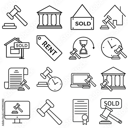 Auction icon vector set. bargaining illustration sign collection. sold symbol or logo.