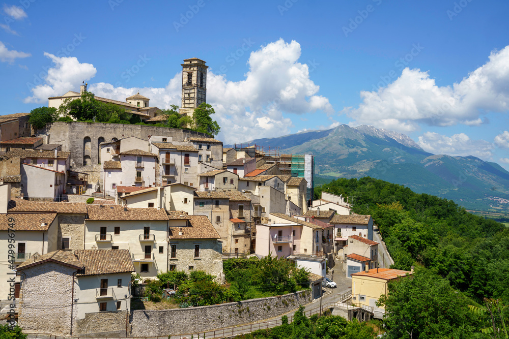 Landscape of Valle Peligna, Abruzzo, view of Goriano Sicoli