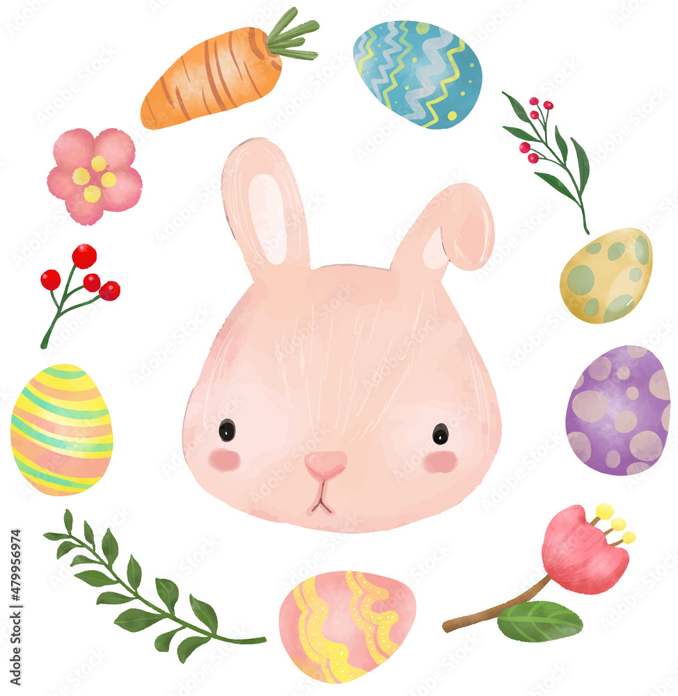 Easter bunny and Eggs wreath