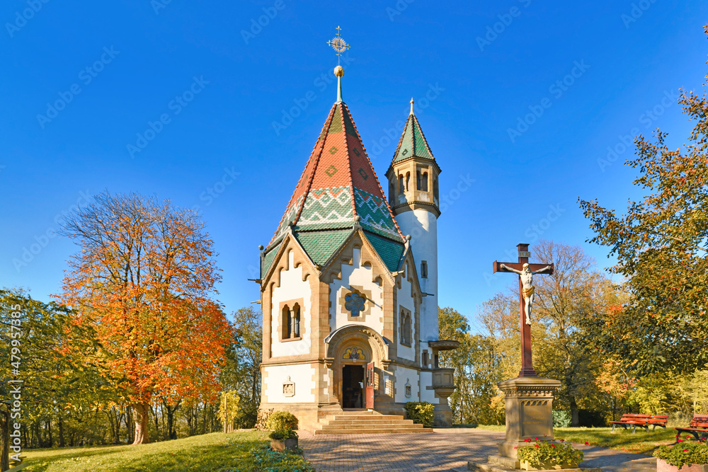 Malsch, Germany - October 2021: Pilgrimage chapel called 'Wallfahrtskapelle Letzenberg'