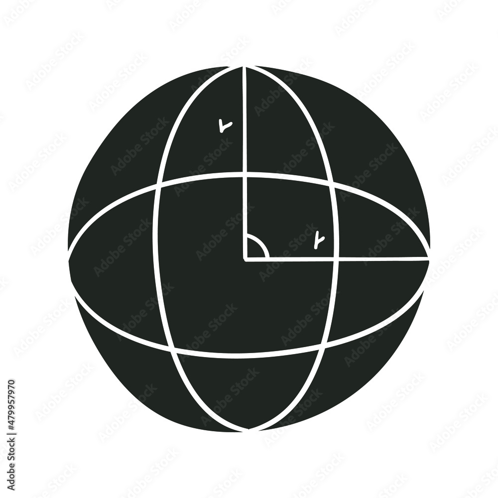 Sphere Icon Silhouette Illustration. Math Geometry Vector Graphic Pictogram Symbol Clip Art. Doodle Sketch Black Sign.