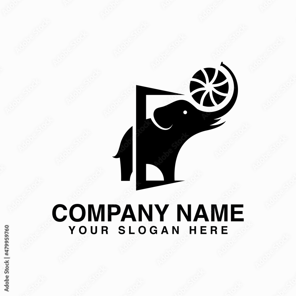 elephant logo on door with camera lens elephant logo on door with camera lens