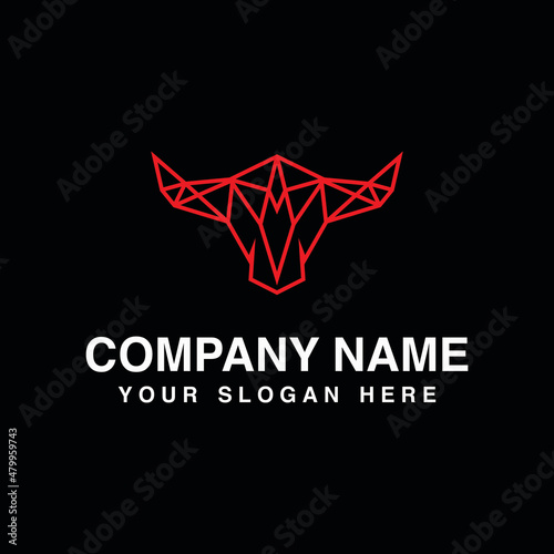 bull head logo design with lines feel
