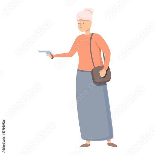 Grandma self defence icon cartoon vector. Woman fight. Assault attack