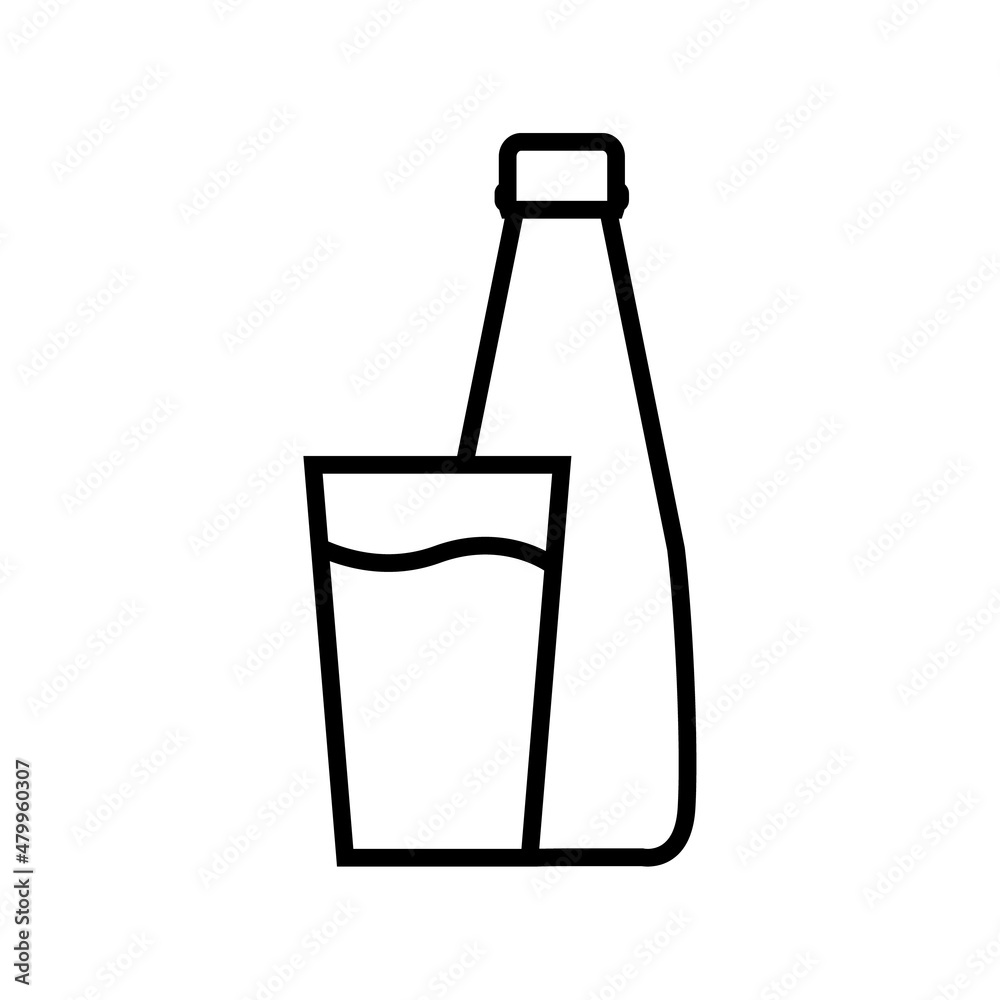 Water bottle and glass line icon, vector outline logo isolated on white background Water bottle and glass line icon, vector outline logo isolated on white background