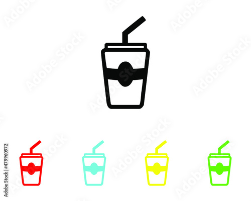 Cup with drinking straw icon. minimal line web icon. Set elements in colored icons. Drink vector illustration