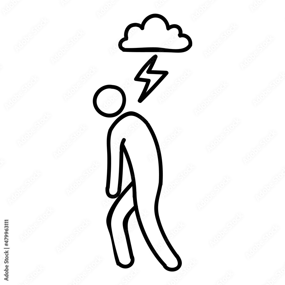 Mental health icon. Depression. Hand drawn vector illustration. Mental health icon. Depression. Hand drawn vector illustration.
