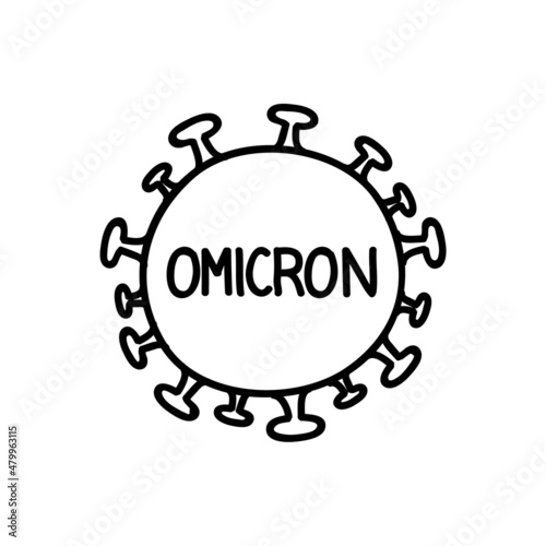 Omicron variant coronavirus icon. Hand drawn vector illustration.