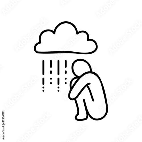 Mental health icon. Depression. Hand drawn vector illustration.