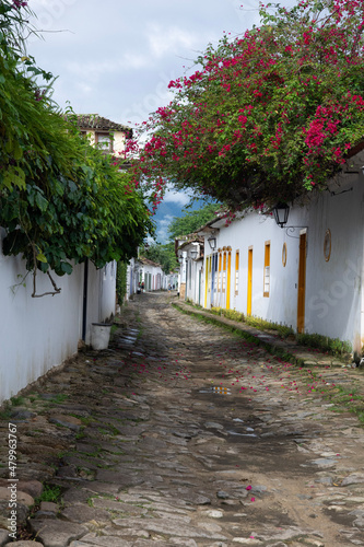 scenes of Paraty  Brazil  in the rain and mist