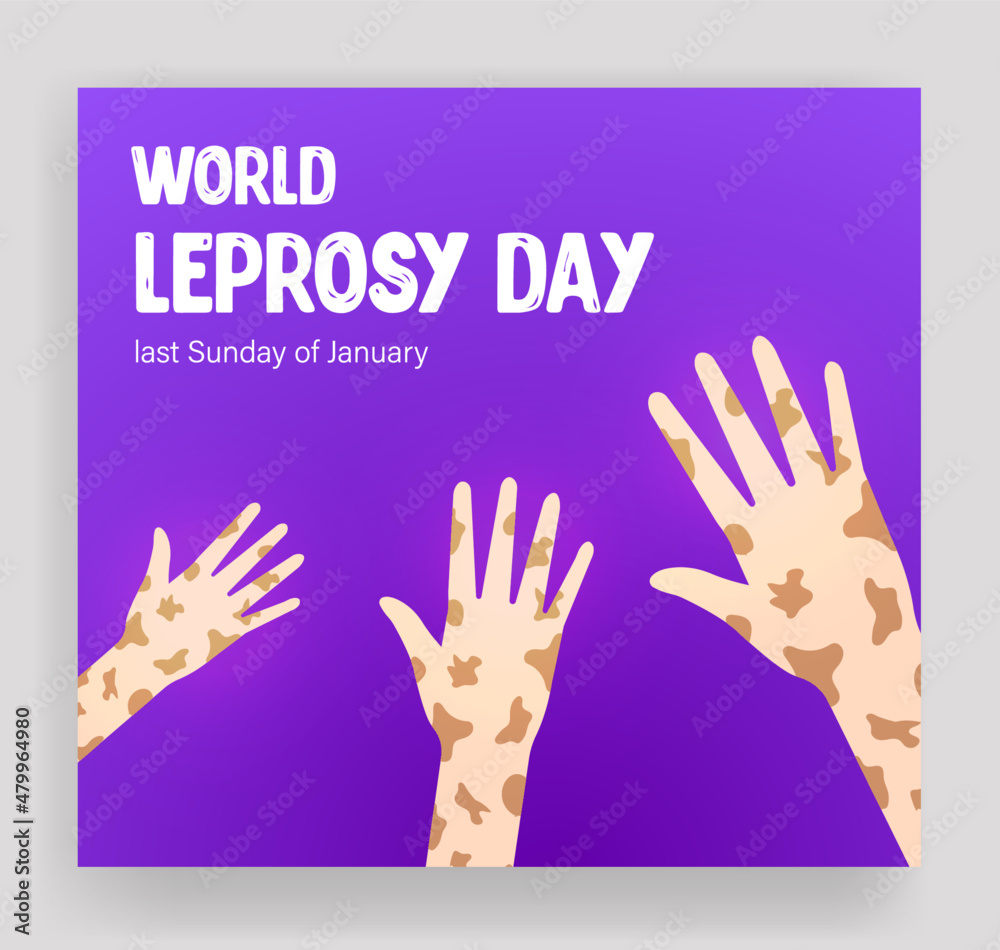 Obraz premium World Leprosy Day is observed on the last Sunday of January every year. World Leprosy Day Symbol for Social Media Template Banner, Cover, Story, Post. 