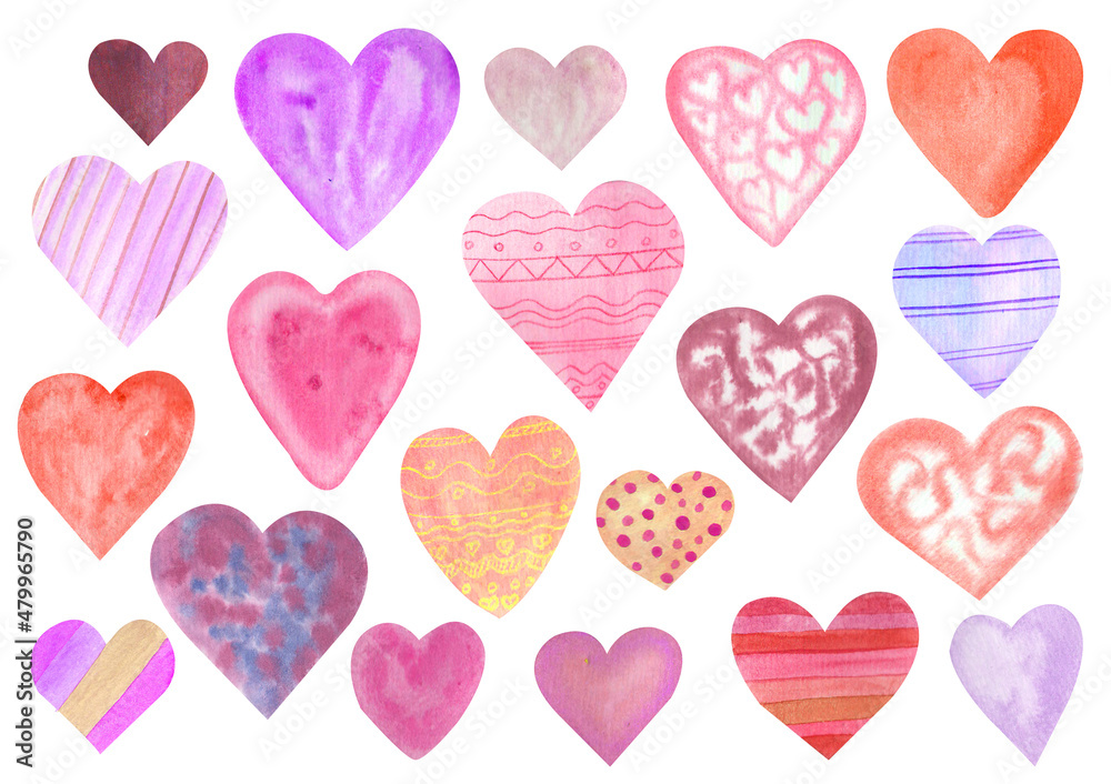 background with pink watercolor hearts