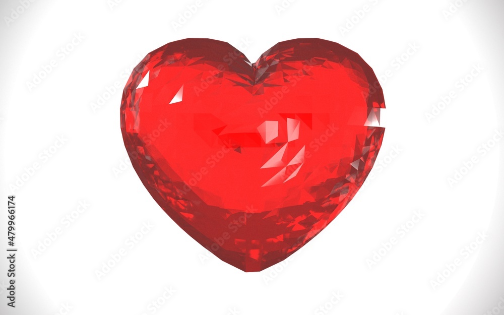 Diamond Red Heart on White
