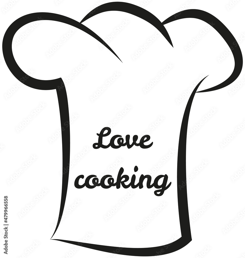 Homemade food logo design template. Graphic chefs hat icon symbol for cafe, restaurant, culinary. Modern linear love cooking label, emblem. Hand drawn lettering for food preparation, cooking