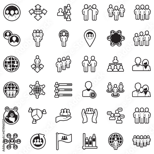 Population Icons. Line With Fill Design. Vector Illustration.