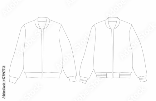 Bomber Jacket Casual Outline Vector Design Template