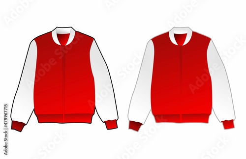 Foto Bomber Jacket Casual Red And White Vector Design Template
