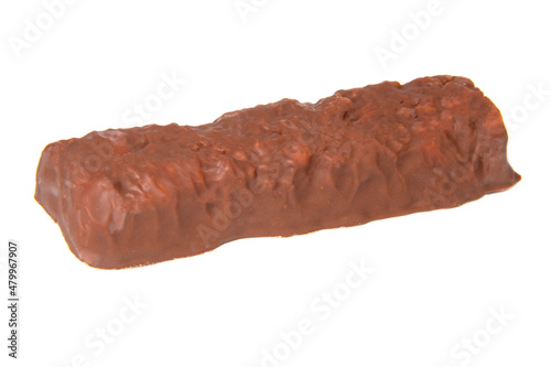Energy chocolate bar snack isolated on the white