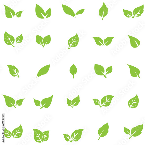 Logos of green Tree leaf ecology