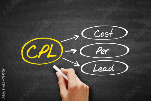 CPL - Cost Per Lead acronym, business concept on blackboard background photo