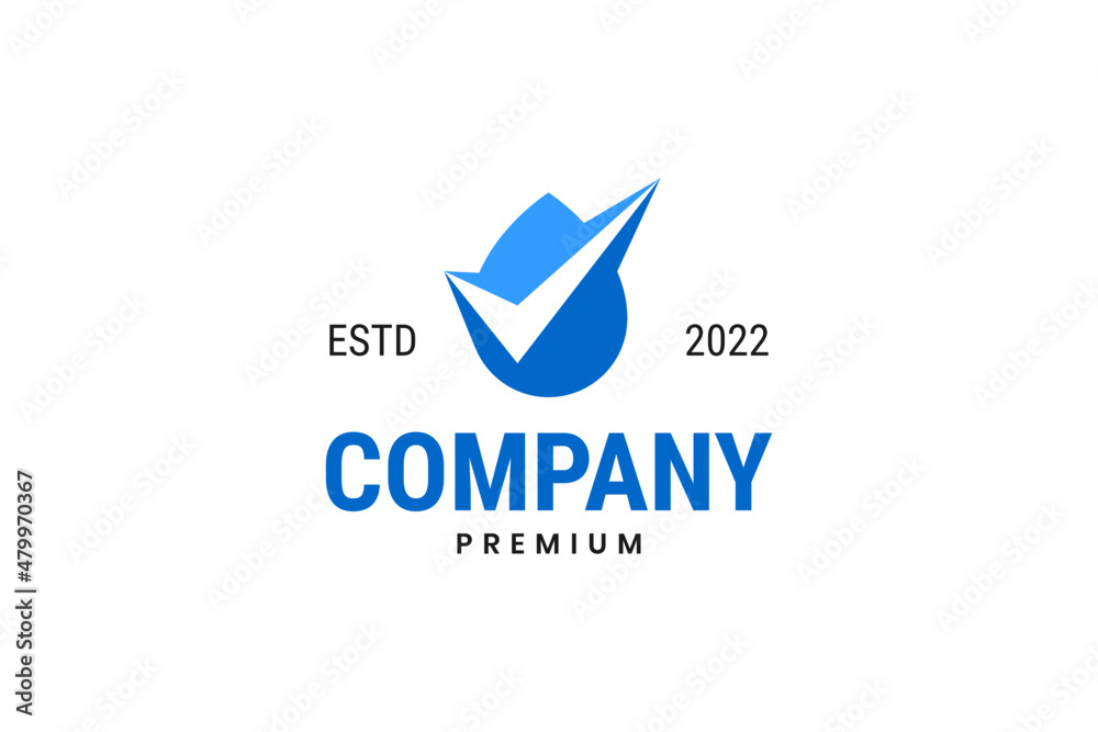 Creative drop water with check mark logo design vector Creative drop water with check mark logo design vector