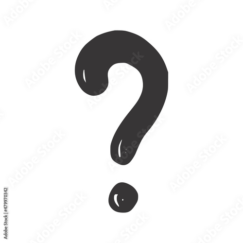 Question mark symbol. Hand drawn doodle sketch style. Drawing line simple black question icon. Isolated vector illustration.