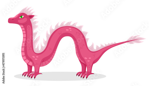 Cartoon dragon. Fantasy dragon  funny fairytale reptile and medieval legends fire breathing serpent cartoon isolated vector.