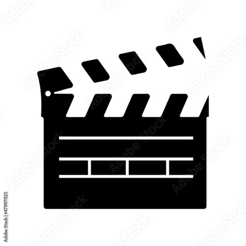 Movie Clapperboard with stripes template. Vector black illustration isolated on white background
