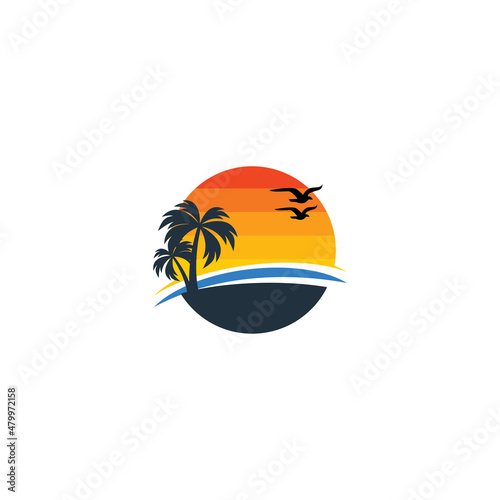 beach logo design vector template.
