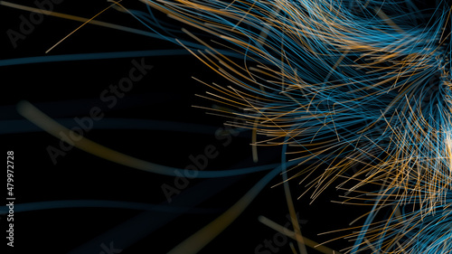 Shimmering lines with trails and defocused blur background