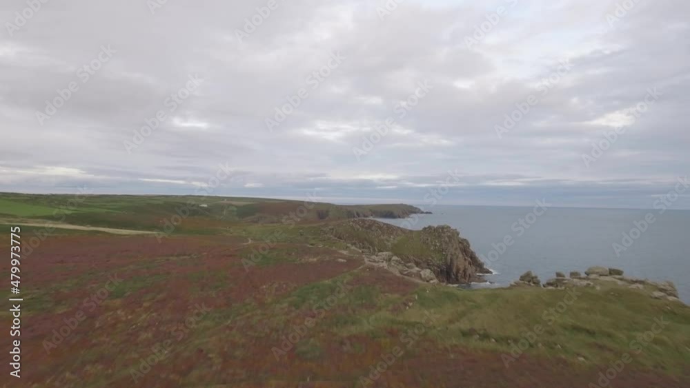 Cornwall coastline with cliffs and ocean waves Cornwall coastline with cliffs and ocean waves