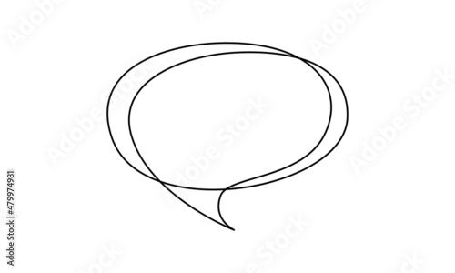 Speech bubble in One line drawing. Dialogue Chat cloud in simple linear style. Editable stroke. Doodle Vector illustration photo