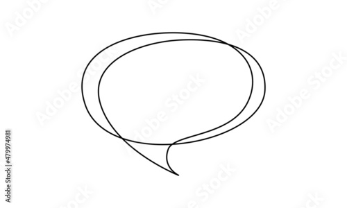 Speech bubble in One line drawing. Dialogue Chat cloud in simple linear style. Editable stroke. Doodle Vector illustration