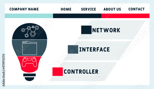 NIC - Network Interface Controller acronym. business concept background.  vector illustration concept with keywords and icons. lettering illustration with icons for web banner, flyer, landing pag