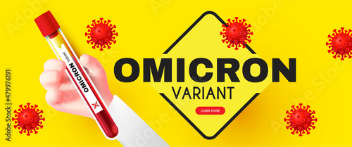 Coronavirus. Omicronn version. Blood sample tube positive with Omicron.