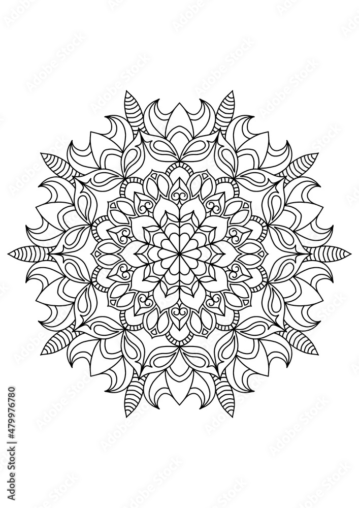 Mandala pattern Coloring book Art wallpaper design, tile pattern, greeting card, sticker, lace and tattoo. decoration for interior design. ethnic oriental circle ornament.