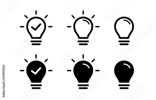 Set of light bulb icons. For ideas, solutions,creative thinking and brainstorming concepts. Vector icons.