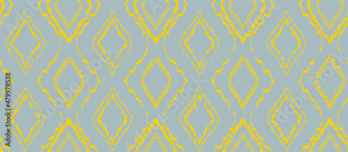 Ethnic motif handdrawn print. Paint brush strokes geometric seamless pattern. Freehand indigenous style background. Folk, tribal ornament. Artistic hand drawn geo diamond design. Abstract vector wallp