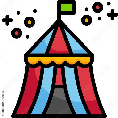 circus tent line icon