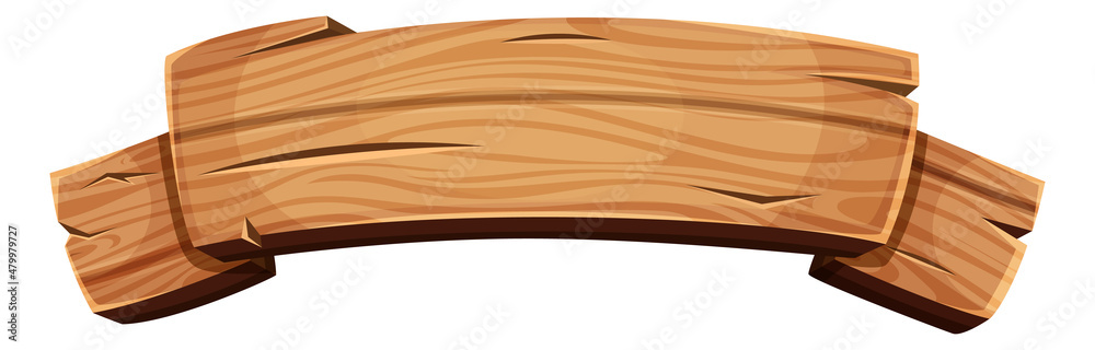Wooden banner in ribbon style. Empty cartoon board Stock Vector | Adobe  Stock