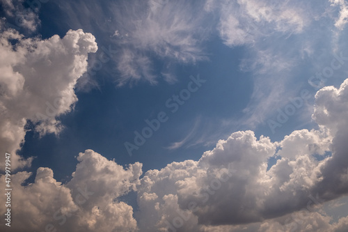 Squarcio di cielo azzurro circondato da nuvole bianche photo