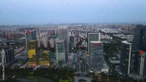 Wallpaper Mural Aerial photography of modern office buildings in Zibo Financial District, China Torontodigital.ca