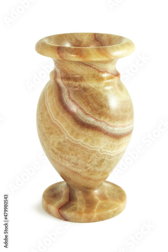 Marble onyx vase isolated in white with clipping path