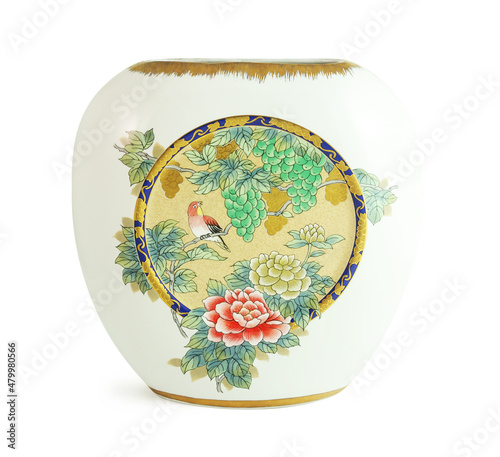 Chinese vase isolated on white background with clipping path