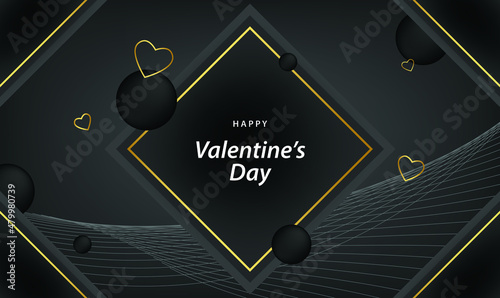 happy valentines day pattern illustration background wallpaper banner template flyer poster event label backdrop modern vector design concept premium color digital card ornamental black gold luxury