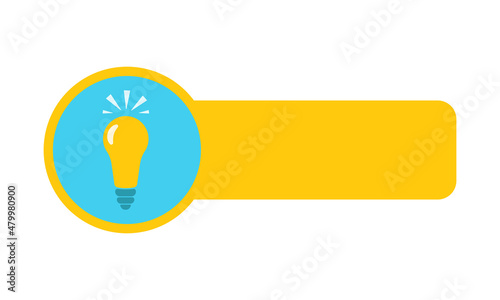 Quick tips. Useful tricks, tooltips, useful information for websites, social media posts. Yellow sticker with a burning light bulb. Vector icon in flat style photo