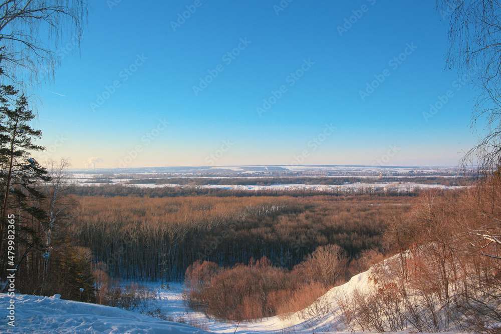 Winter mountain scenery with trees Winter mountain scenery with trees